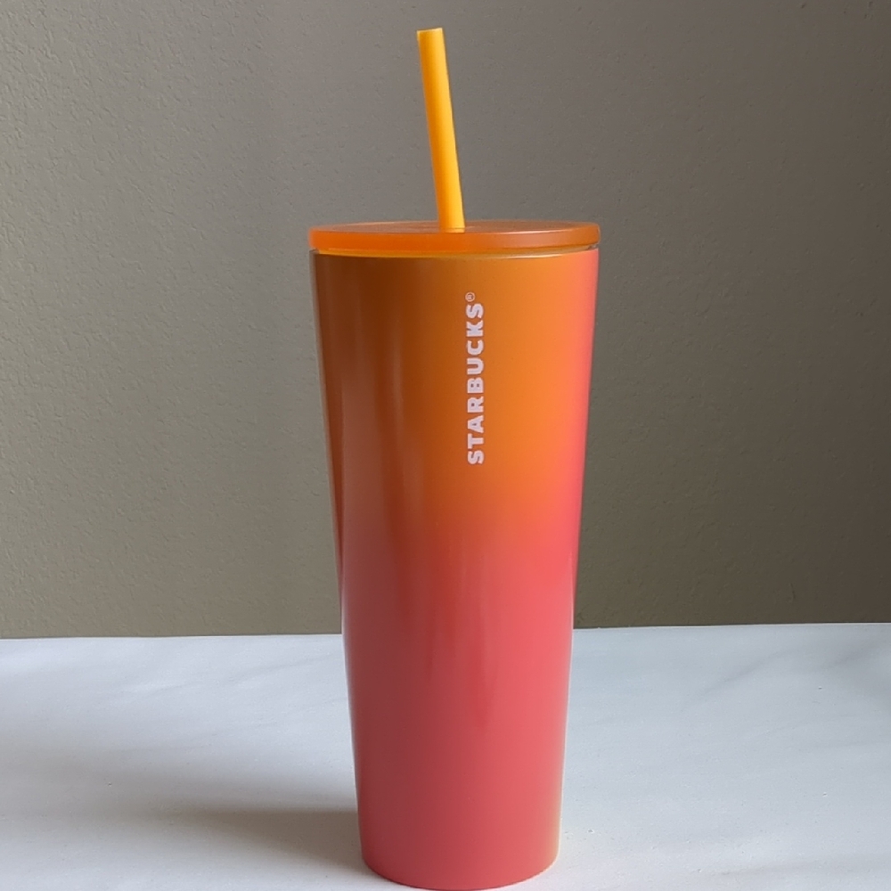 Starbucks Orange Pink Abstract Gradient Stainless Steel 24 Oz Tumbler